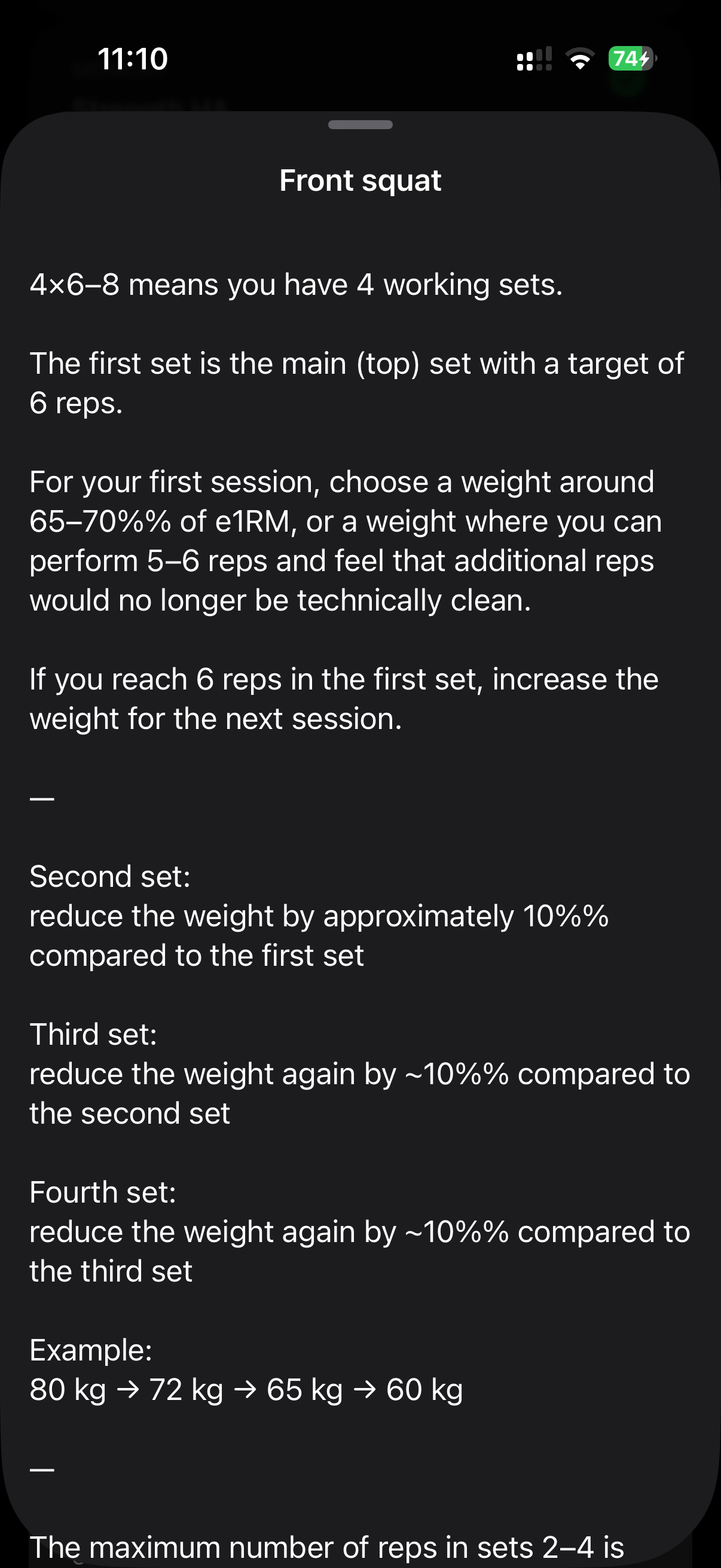 MEtrcs Planner showing training days and calorie balance configuration